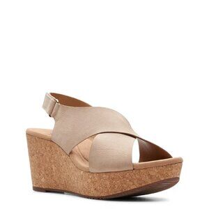 Clarks Annadel Eirwyn Wedge Nubuck Sandal Sand 9.5